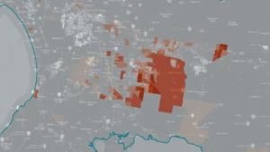 Map showing independent water infrastructure population forecasts for the South East Water catchment area through 2071.
