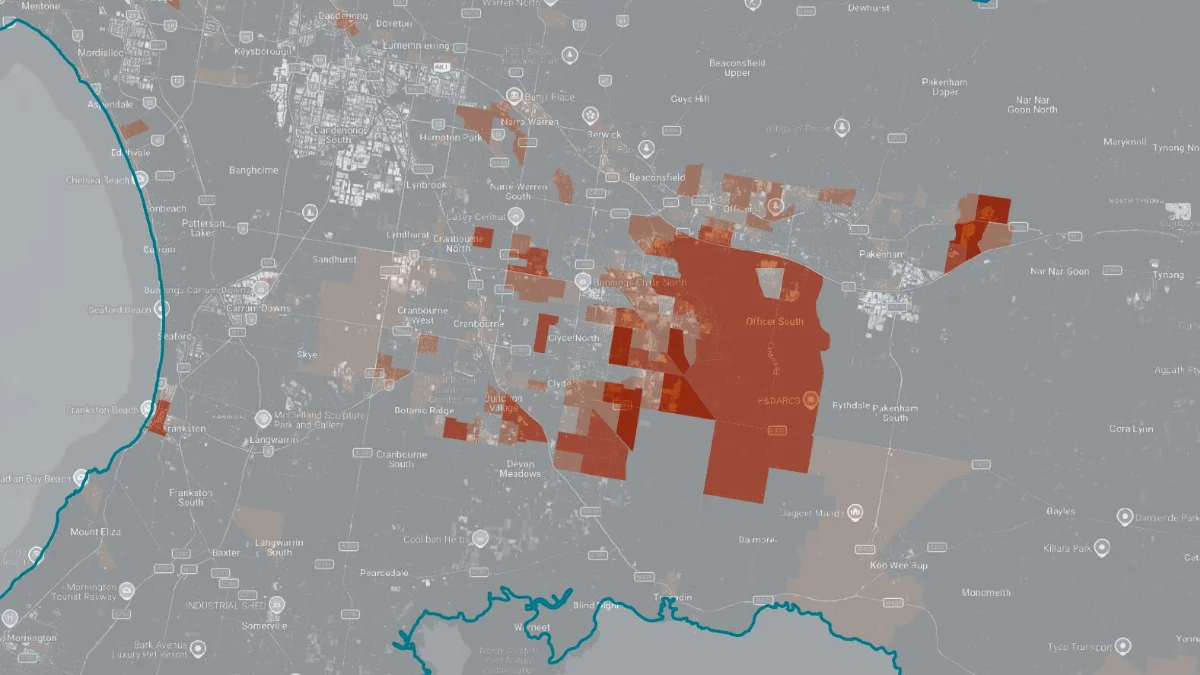 Map showing independent water infrastructure population forecasts for the South East Water catchment area through 2071.