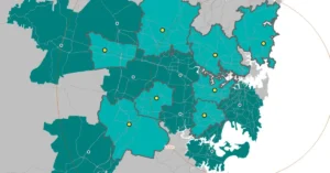 Spatial analysis map for strategic site acquisition NSW showing blue-collar demographic concentrations and residential growth corridors.