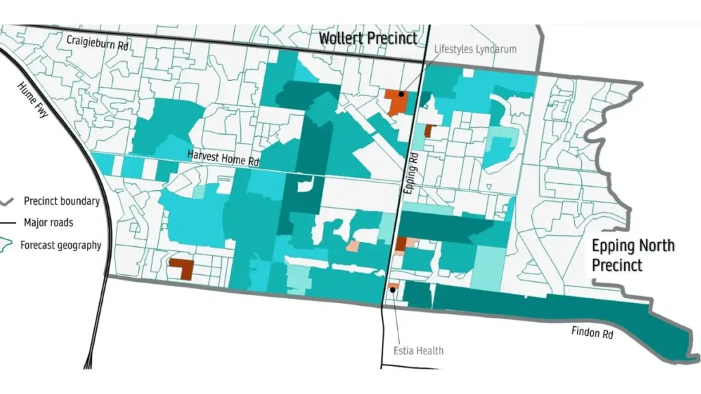 Detailed micro-area geographies map used for the City of Whittlesea population forecast model and infrastructure prioritisation.