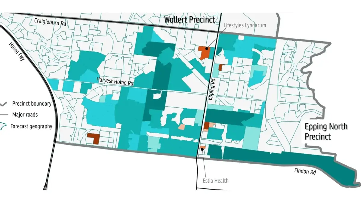 Detailed micro-area geographies map used for the City of Whittlesea population forecast model and infrastructure prioritisation.